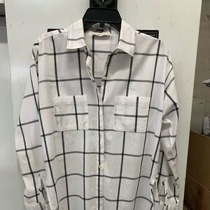 Abercrombie & Fitch blouse white grey checks small